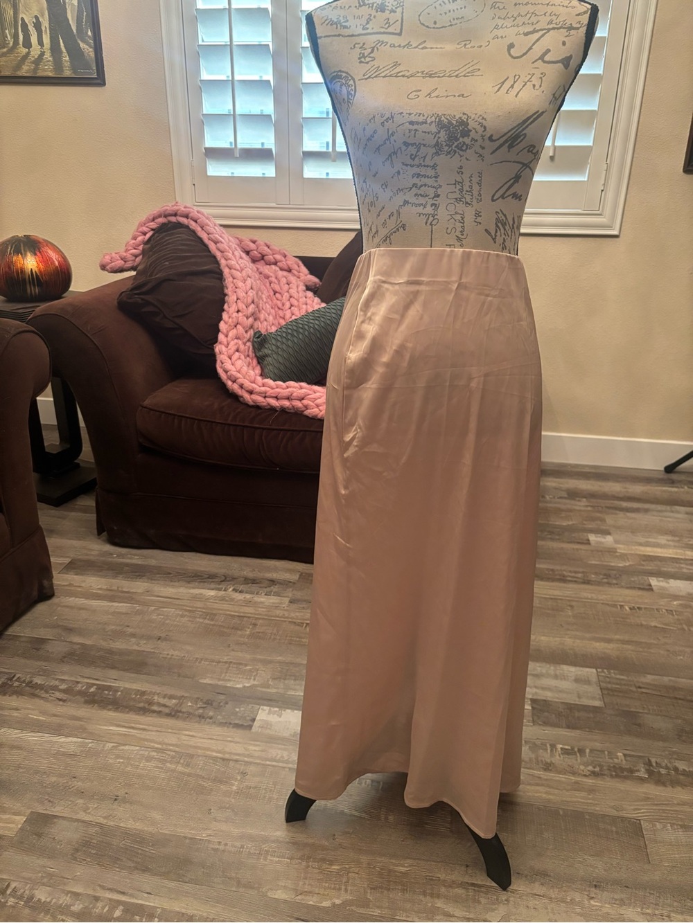 Silky Blush Pink Maxi Skirt